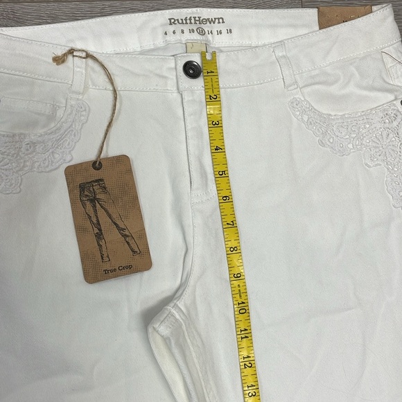 NWT Ruff Hewn True Crop White Denim Jeans Crochet Lace Pocket Detail 12 - Picture 10 of 16